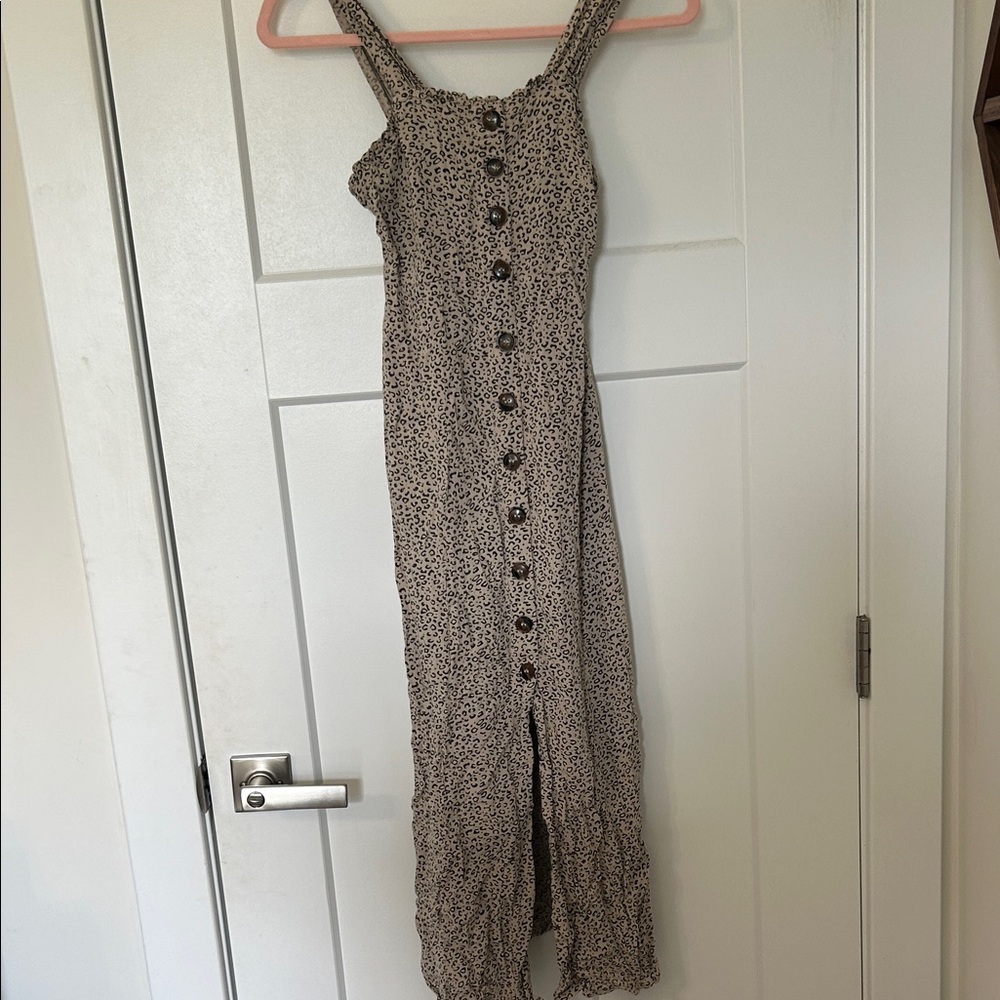 Japna Black and White Button-Down Maxi Dress